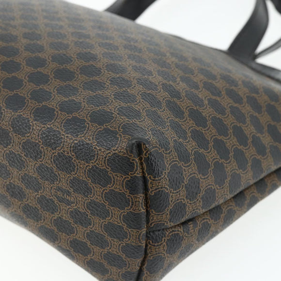 CELINE Macadam Canvas Hand Bag PVC Leather Black Gold Auth 178219A