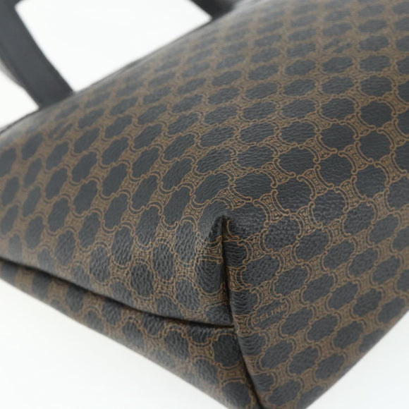 CELINE Macadam Canvas Hand Bag PVC Leather Black Gold Auth 178219A