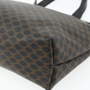 CELINE Macadam Canvas Hand Bag PVC Leather Black Gold Auth 178219A-15