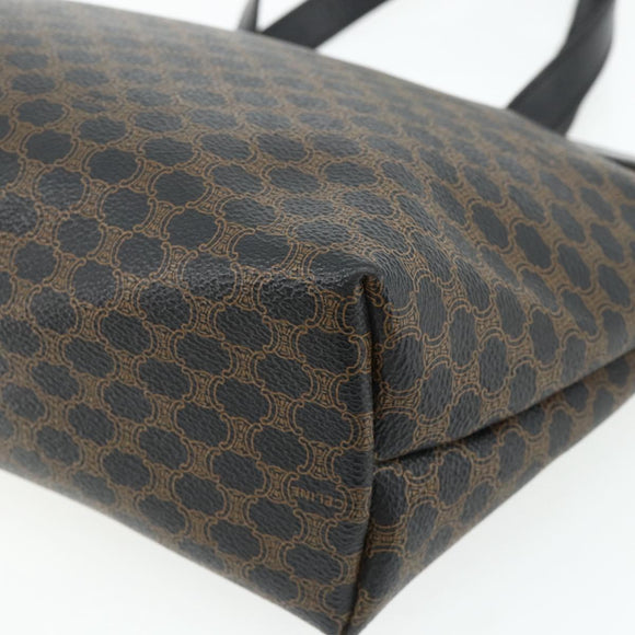 CELINE Macadam Canvas Hand Bag PVC Leather Black Gold Auth 178219A