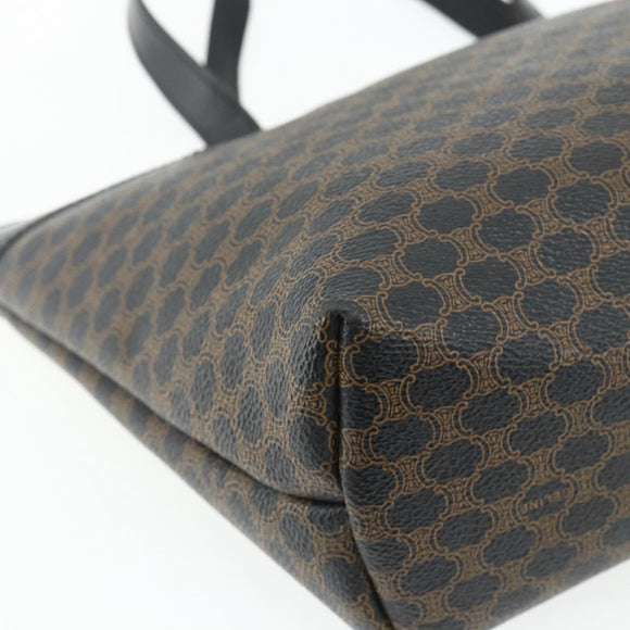 CELINE Macadam Canvas Hand Bag PVC Leather Black Gold Auth 178219A