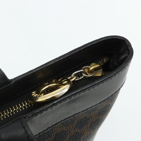 CELINE Macadam Canvas Hand Bag PVC Leather Black Gold Auth 178219A