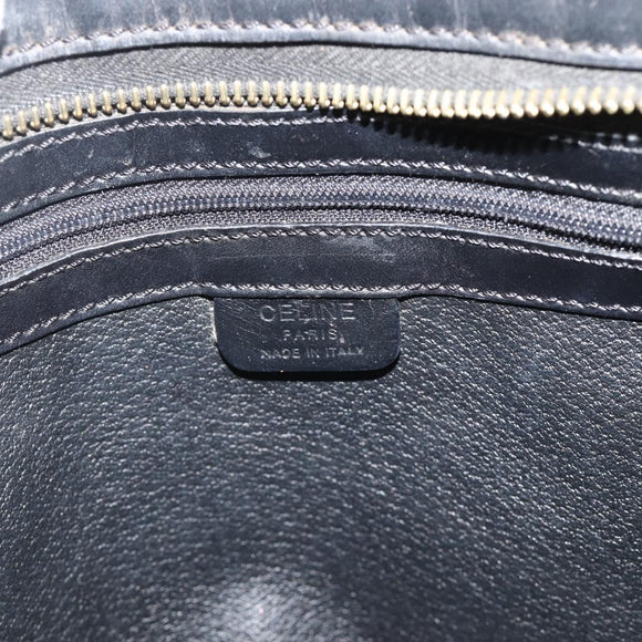 CELINE Macadam Canvas Hand Bag PVC Leather Black Gold Auth 178219A
