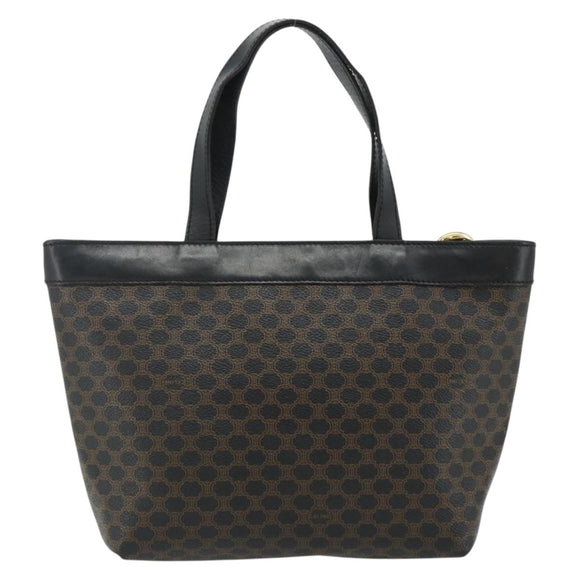 CELINE Macadam Canvas Hand Bag PVC Leather Black Gold Auth 178219A