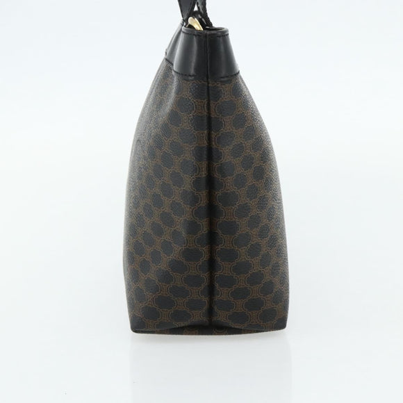 CELINE Macadam Canvas Hand Bag PVC Leather Black Gold Auth 178219A