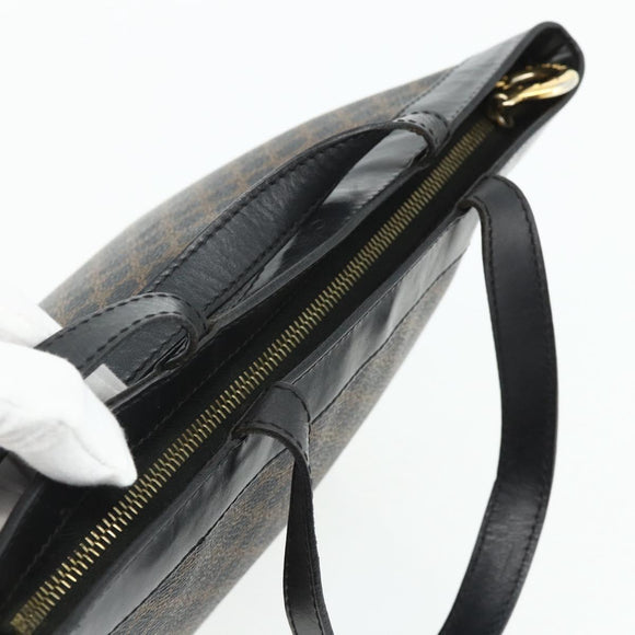CELINE Macadam Canvas Hand Bag PVC Leather Black Gold Auth 178219A