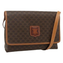 CELINE Macadam Canvas Shoulder Bag PVC Leather Brown Gold Auth 178220A-1