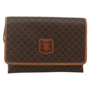 CELINE Macadam Canvas Shoulder Bag PVC Leather Brown Gold Auth 178220A-2