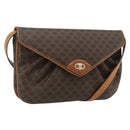 CELINE Macadam Canvas Shoulder Bag PVC Leather Brown Gold Auth 178221A-1