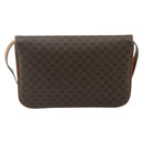CELINE Macadam Canvas Shoulder Bag PVC Leather Brown Gold Auth 178221A-2