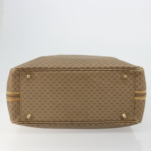 GUCCI Micro GG Supreme Web Sherry Line Boston Bag PVC Beige Gold Auth 178224