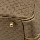 GUCCI Micro GG Supreme Web Sherry Line Boston Bag PVC Beige Gold Auth 178224-12