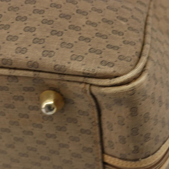 GUCCI Micro GG Supreme Web Sherry Line Boston Bag PVC Beige Gold Auth 178224
