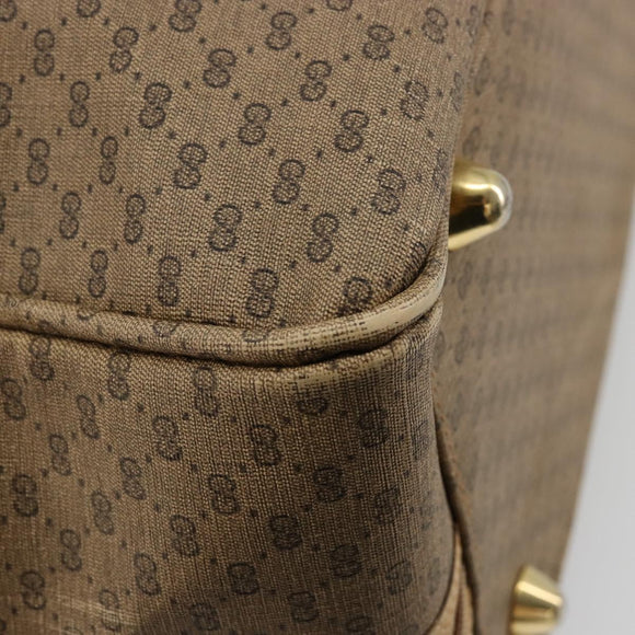 GUCCI Micro GG Supreme Web Sherry Line Boston Bag PVC Beige Gold Auth 178224