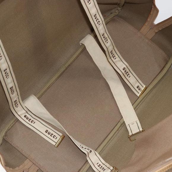 GUCCI Micro GG Supreme Web Sherry Line Boston Bag PVC Beige Gold Auth 178224