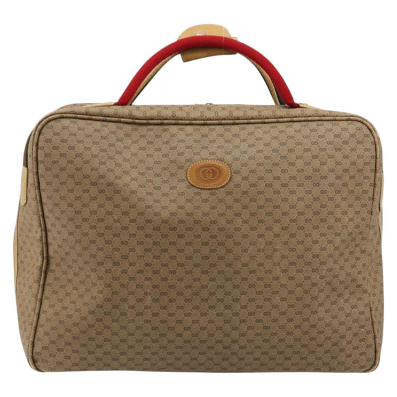 GUCCI Micro GG Supreme Web Sherry Line Boston Bag PVC Beige Gold Auth 178224
