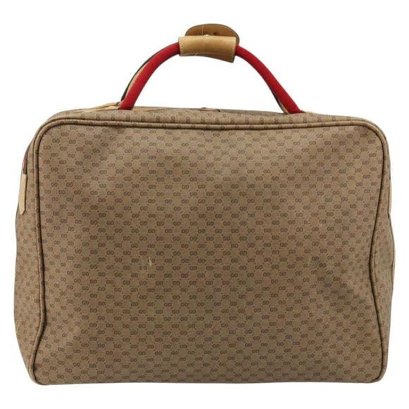 GUCCI Micro GG Supreme Web Sherry Line Boston Bag PVC Beige Gold Auth 178224