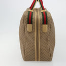 GUCCI Micro GG Supreme Web Sherry Line Boston Bag PVC Beige Gold Auth 178224-4