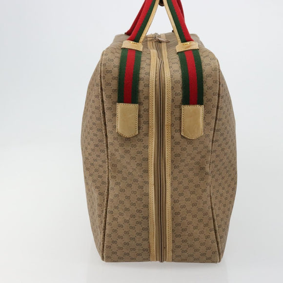 GUCCI Micro GG Supreme Web Sherry Line Boston Bag PVC Beige Gold Auth 178224