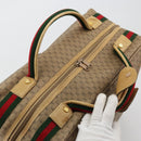GUCCI Micro GG Supreme Web Sherry Line Boston Bag PVC Beige Gold Auth 178224-6