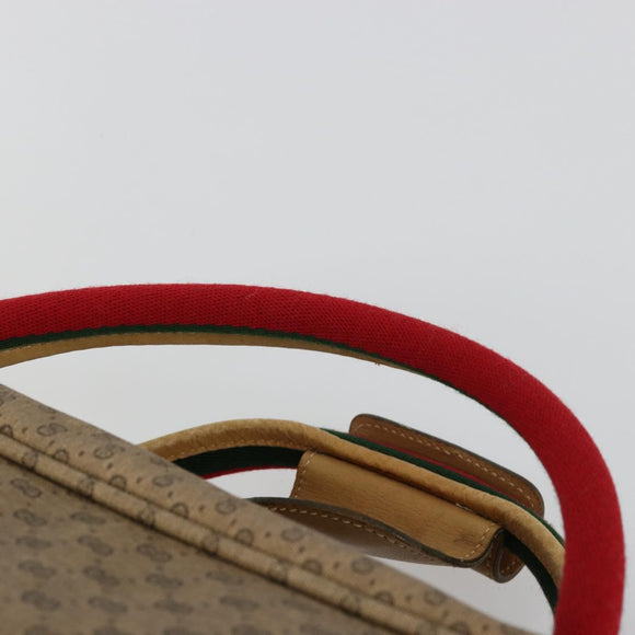 GUCCI Micro GG Supreme Web Sherry Line Boston Bag PVC Beige Gold Auth 178224