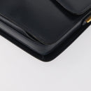 GUCCI Sherry Line Shoulder Bag Leather Navy Gold Auth 178242-14