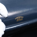 GUCCI Sherry Line Shoulder Bag Leather Navy Gold Auth 178242-18