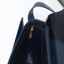 GUCCI Sherry Line Shoulder Bag Leather Navy Gold Auth 178242-20