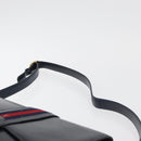 GUCCI Sherry Line Shoulder Bag Leather Navy Gold Auth 178242-8