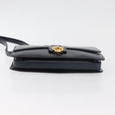GUCCI Sherry Line Shoulder Bag Leather Navy Gold Auth 178242-5