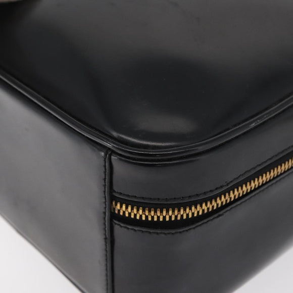 GUCCI Bamboo Hand Bag Leather 2way Black Gold Auth 178244