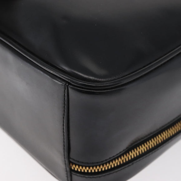 GUCCI Bamboo Hand Bag Leather 2way Black Gold Auth 178244
