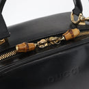 GUCCI Bamboo Hand Bag Leather 2way Black Gold Auth 178244-19