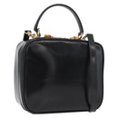 GUCCI Bamboo Hand Bag Leather 2way Black Gold Auth 178244-1