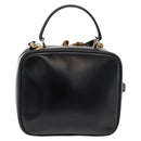 GUCCI Bamboo Hand Bag Leather 2way Black Gold Auth 178244-2