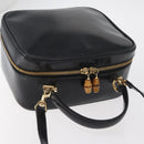 GUCCI Bamboo Hand Bag Leather 2way Black Gold Auth 178244-6