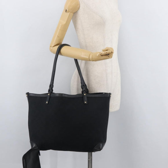 GUCCI Tote Bag Canvas Black Gold 247209 Auth 178246