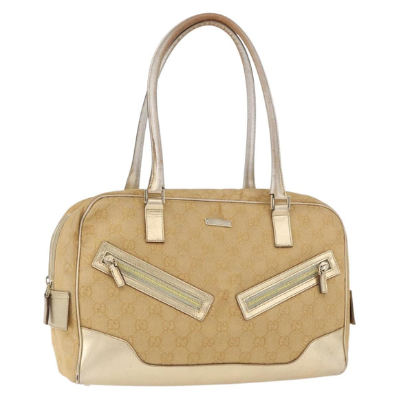 GUCCI GG Canvas Hand Bag Gold 002 1115 Auth 178250