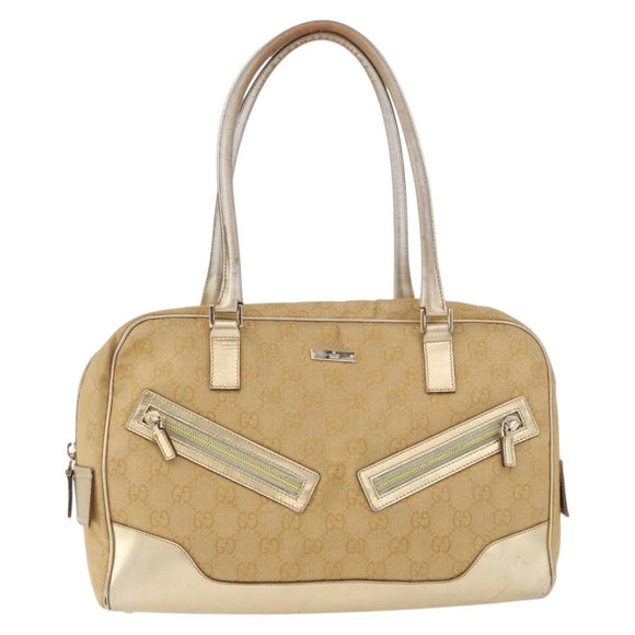 GUCCI GG Canvas Hand Bag Gold 002 1115 Auth 178250