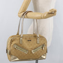 GUCCI GG Canvas Hand Bag Gold 002 1115 Auth 178250-23