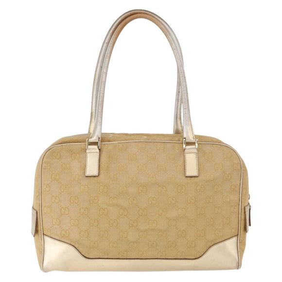 GUCCI GG Canvas Hand Bag Gold 002 1115 Auth 178250