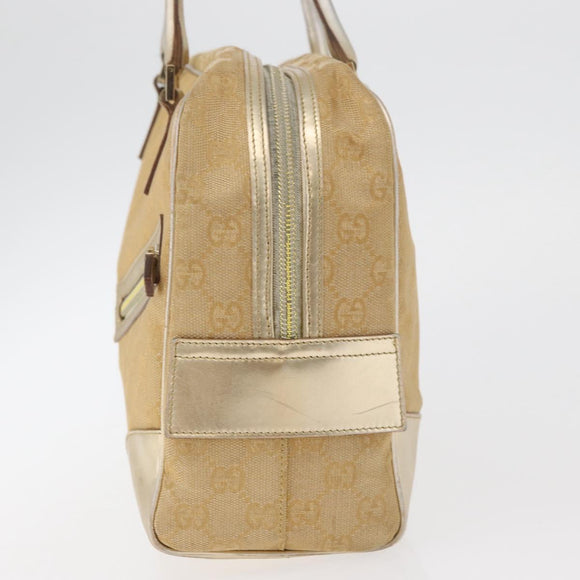 GUCCI GG Canvas Hand Bag Gold 002 1115 Auth 178250