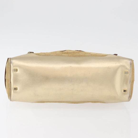 GUCCI GG Canvas Hand Bag Gold 002 1115 Auth 178250