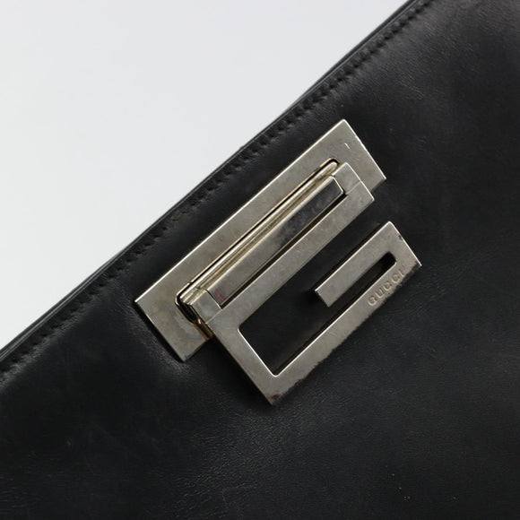 GUCCI Shoulder Bag Leather Black Silver 001 3038 Auth 178252