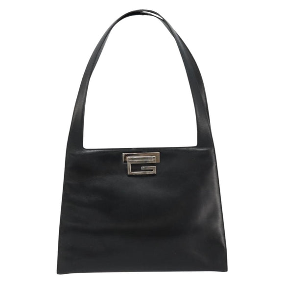 GUCCI Shoulder Bag Leather Black Silver 001 3038 Auth 178252