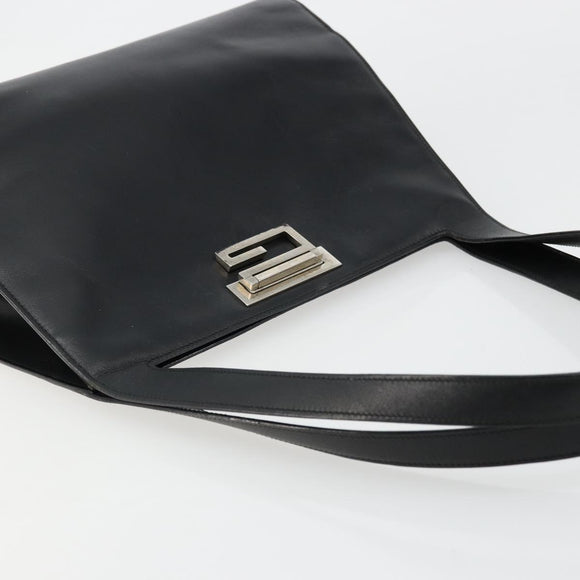 GUCCI Shoulder Bag Leather Black Silver 001 3038 Auth 178252