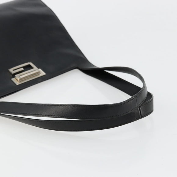 GUCCI Shoulder Bag Leather Black Silver 001 3038 Auth 178252