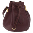 CARTIER Must Line Purse Shoulder Bag Leather Bordeaux Gold Auth 178254-1