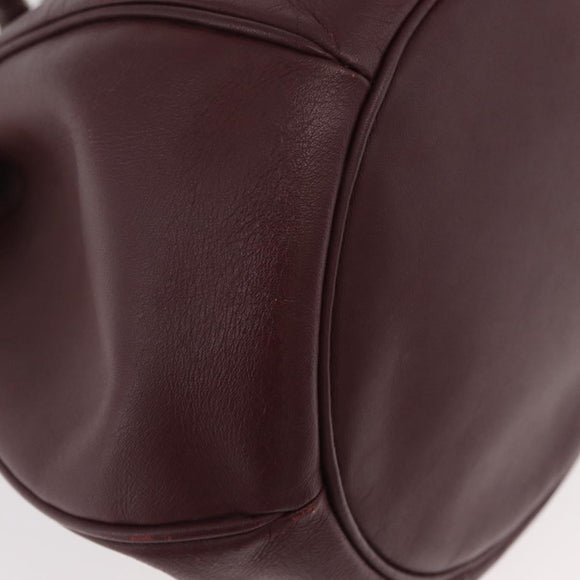 CARTIER Must Line Purse Shoulder Bag Leather Bordeaux Gold Auth 178254