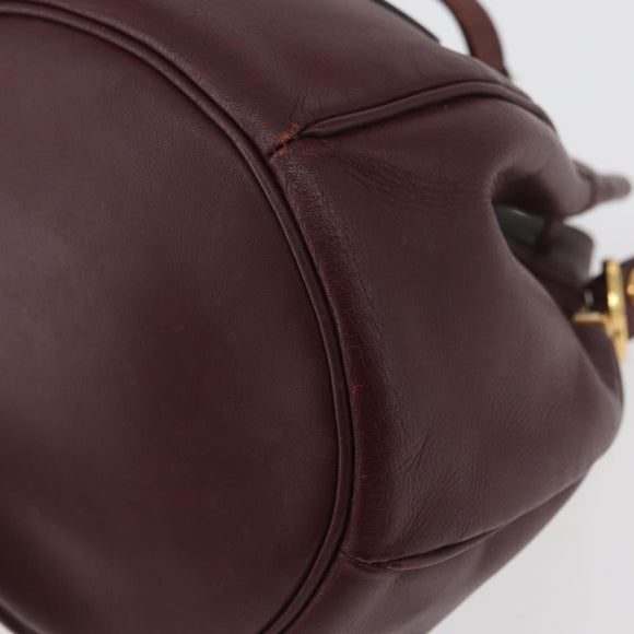 CARTIER Must Line Purse Shoulder Bag Leather Bordeaux Gold Auth 178254